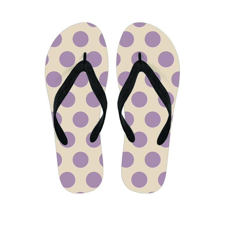 Cream And Brown Polka Dot Men's Flip Flops