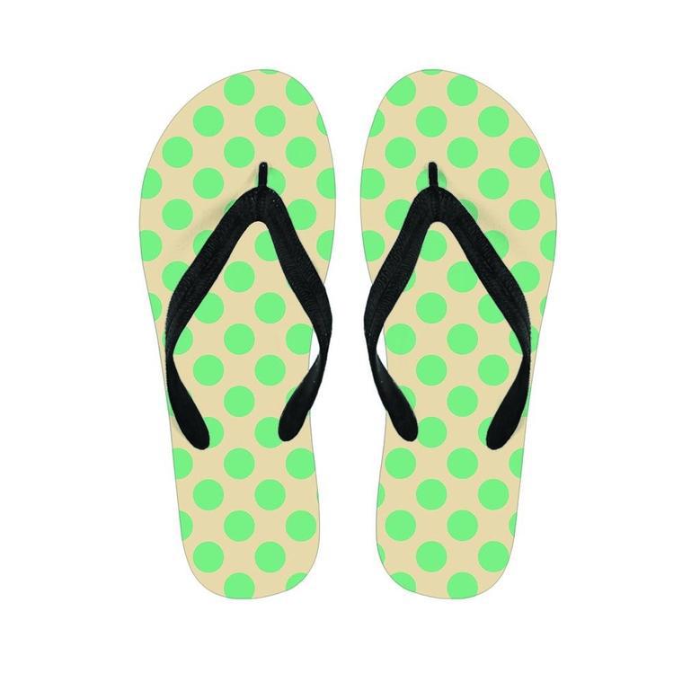 Cream And Teal Polka Dot Men's Flip Flops