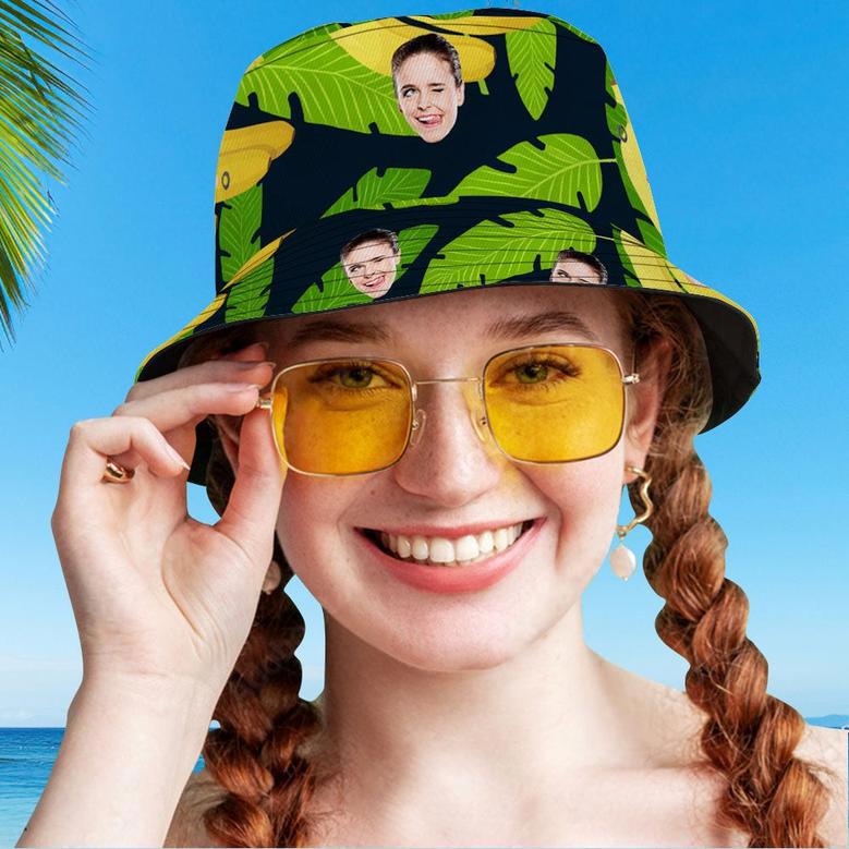 Custom Face Photo Banana Bucket Hat for Women, Men, Boy, Girl