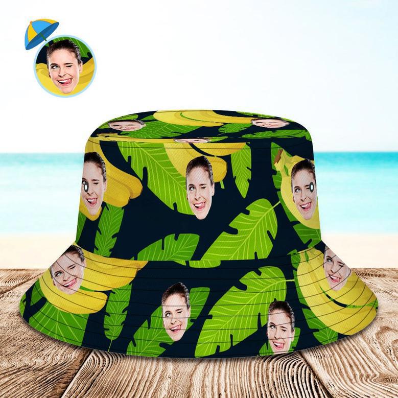 Custom Face Photo Banana Bucket Hat for Women, Men, Boy, Girl