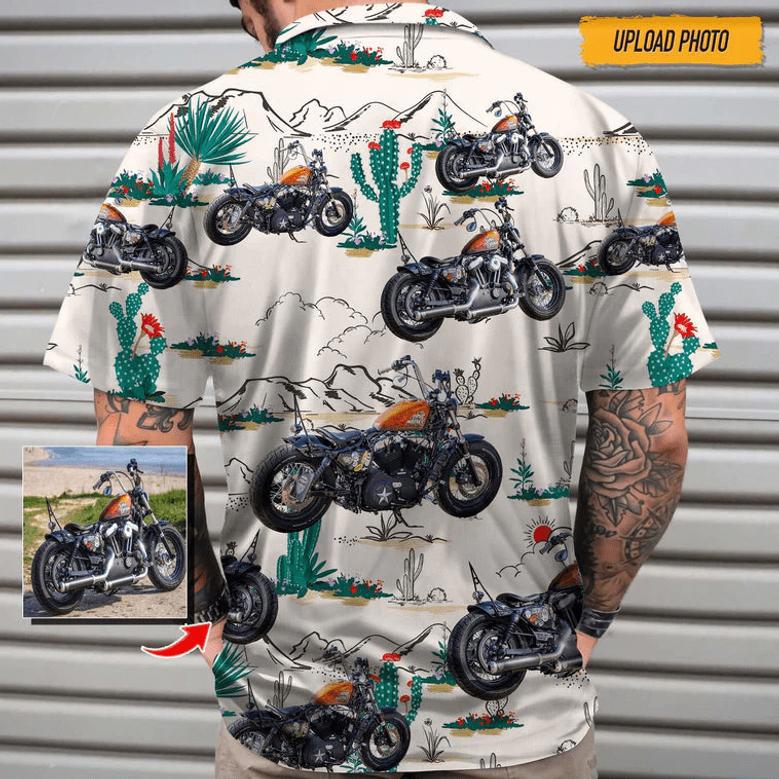 Custom Photo Biker Hawaiian Shirt, Personalized Beach Gifts, Motorcycles Lover Hawaiian Shirt for Men Women