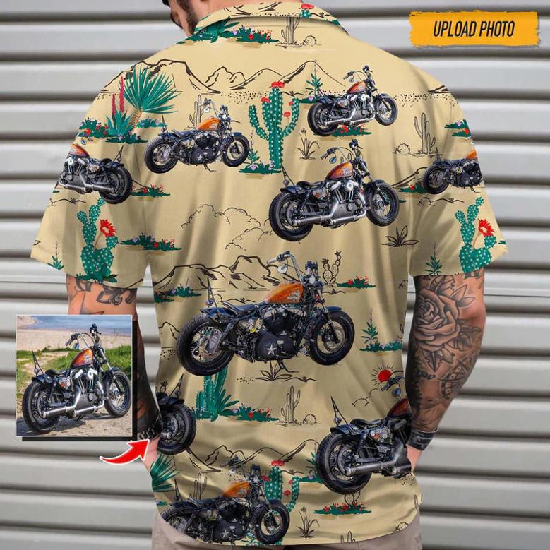 Custom Photo Biker Hawaiian Shirt, Personalized Beach Gifts, Motorcycles Lover Hawaiian Shirt for Men Women