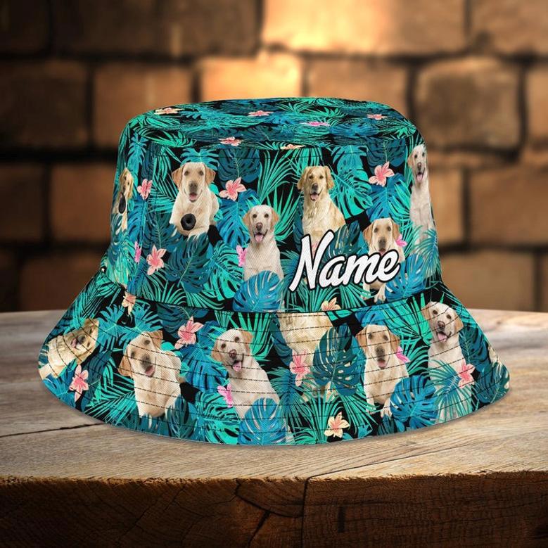 Custom Photo Golden Retriever Dog Lovers Hawaiian Bucket Hat for Dog Mom, Dog Dad