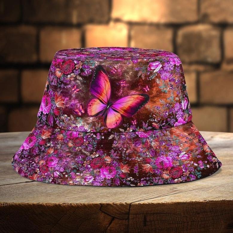 Customized Butterfly Flowers Floral Pattern Bucket Hat for Butterfly Lovers