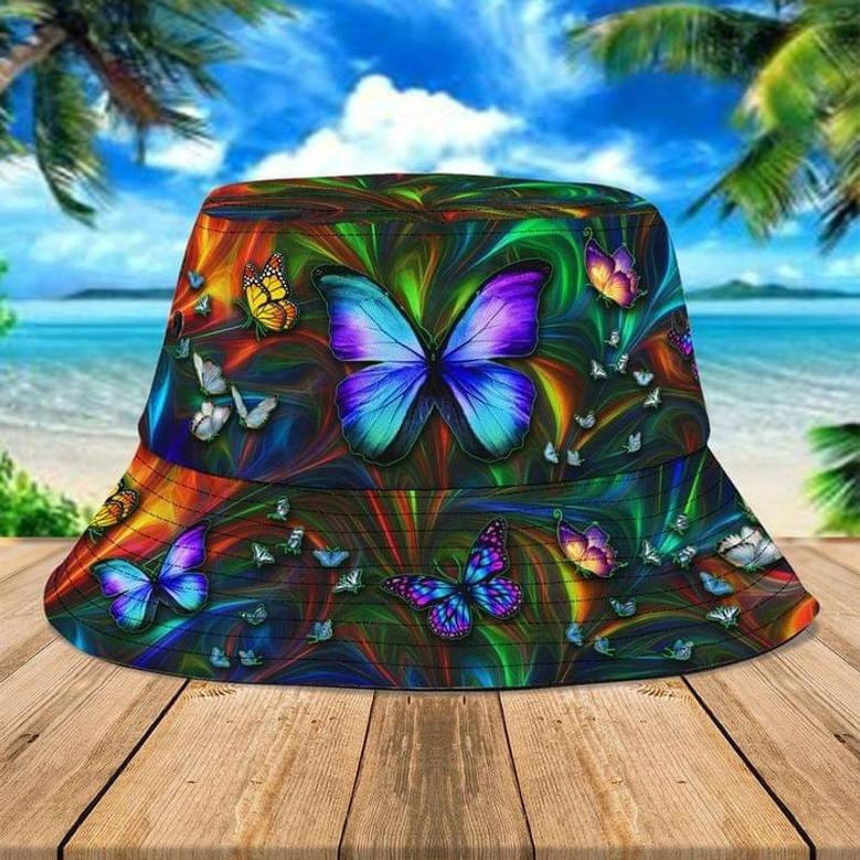 Customized Colorful Watercolor Butterfly Bucket Hat for Women, Girl, Summer Hats