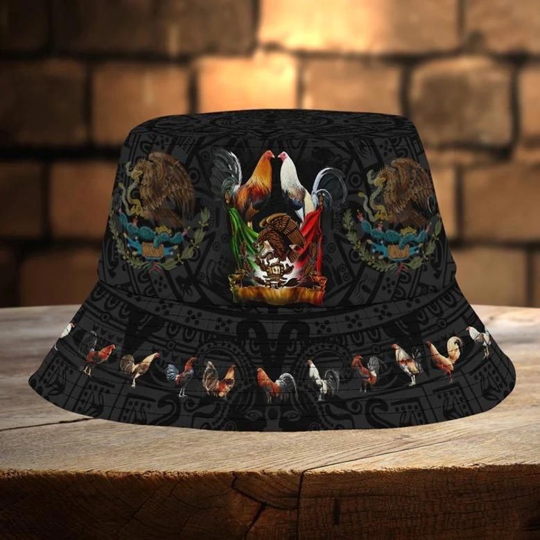 Customized Rooster Mexico Bucket Hat for Mexico Aztect Custom Name For Men, Boy