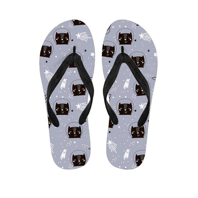 Cute Astronaut Cat Print Men's Flip Flops