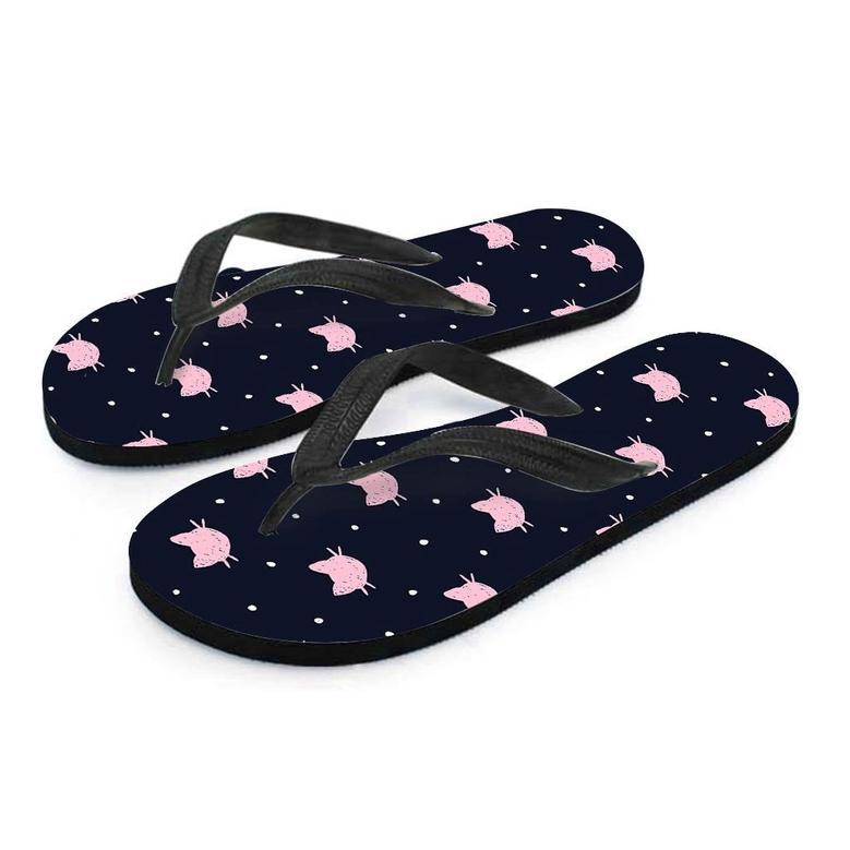 Cute Cat Polka Dot Print Men's Flip Flops