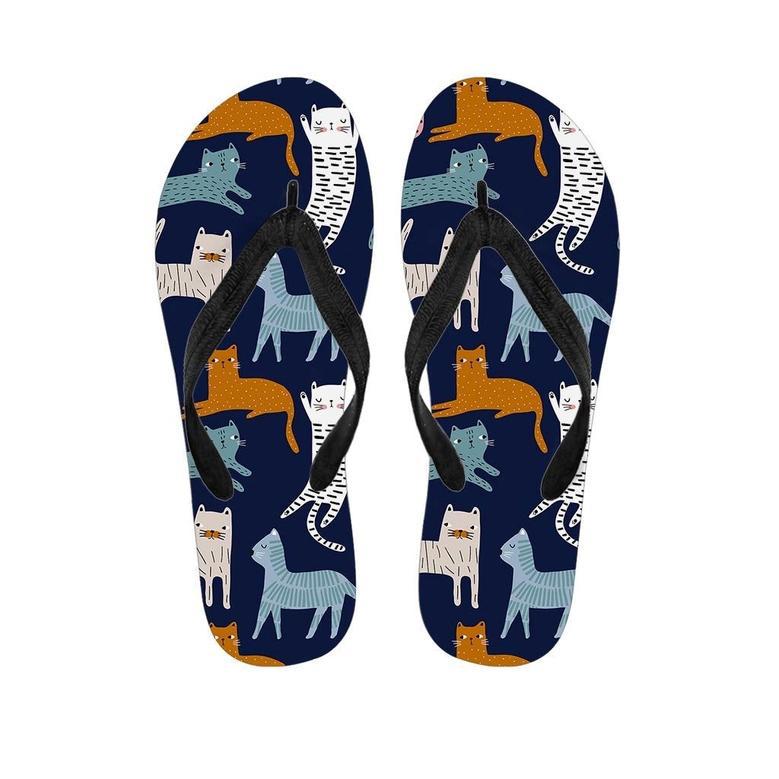 Cute Cat Style Print Men's Flip Flops