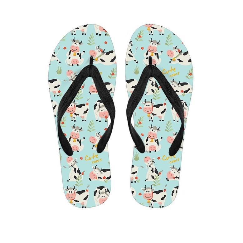 Cute Cow Print Men's Flip Flops