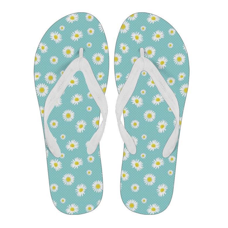 Cute Daisy Polkadot Pattern Print Men & Women Flip Flops