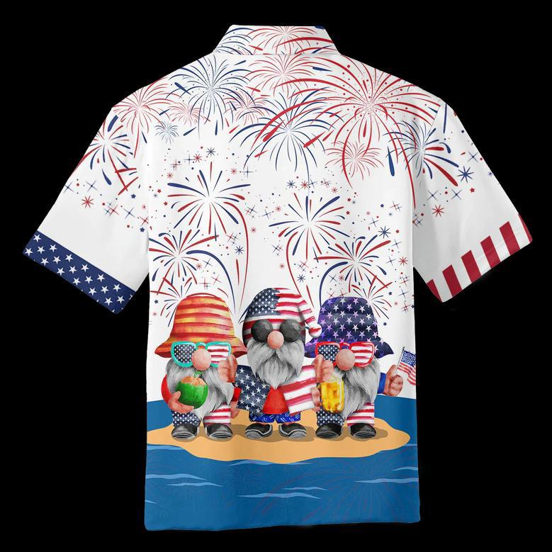 Cute Lovely Gnome Independece Day Hawaiian Shirts, Gnome Hawaii Aloha Beach Shirts, Gnomes Patriotic Lovers Gift