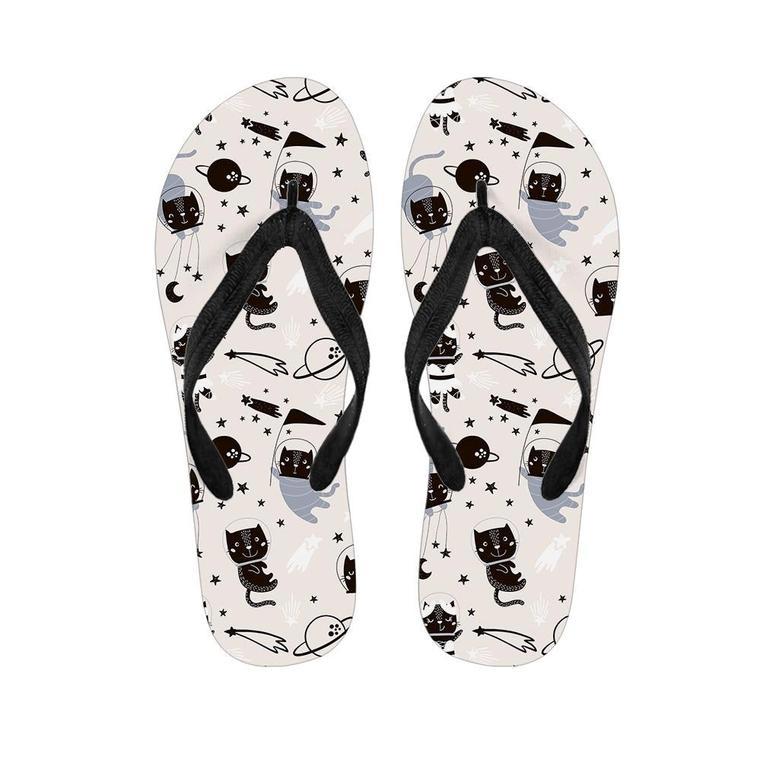 Cute Meow Astronaut Cat Print Men's Flip Flops