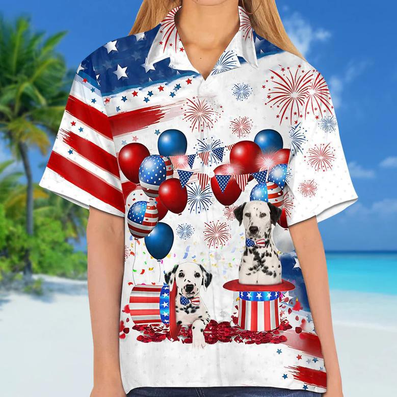 Dalmatian Independence Day Hawaiian Shirt, Dog Hawaii Beach Shirt Short Sleeve For Of July