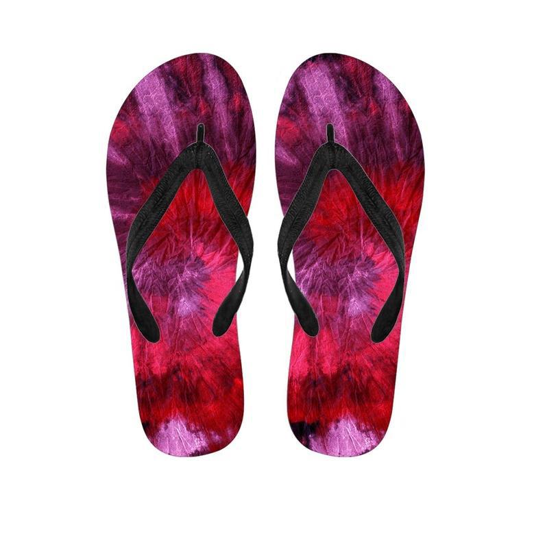 Dark Red Tie Dye Men's Flip Flops