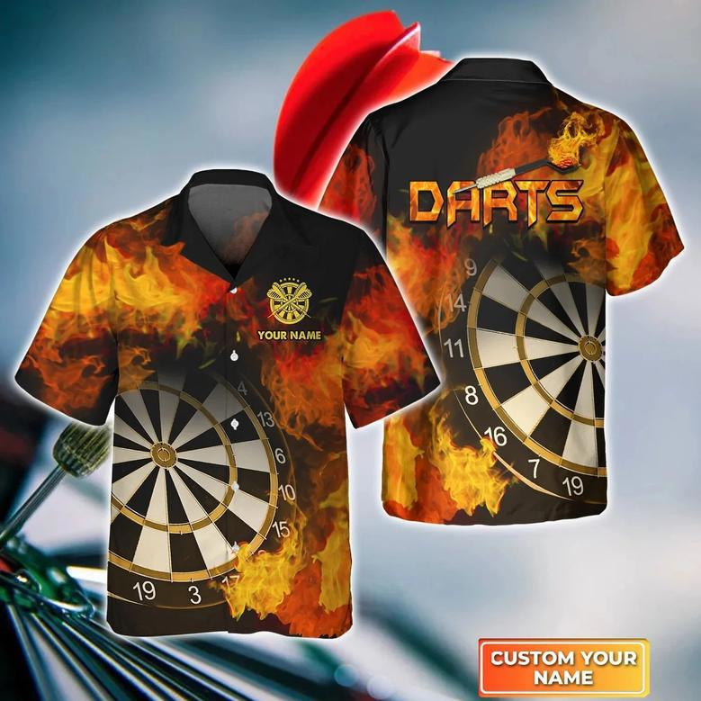 Darts Aim Shoot Swear Repeat Personalized Name Hawaiian Shirt For Darts Player