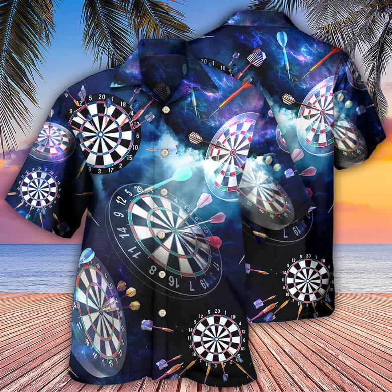 Darts Amazing Cool Into The Galaxy Hawaiian Shirt, Dartboard Pattern Hawaiian Shirt