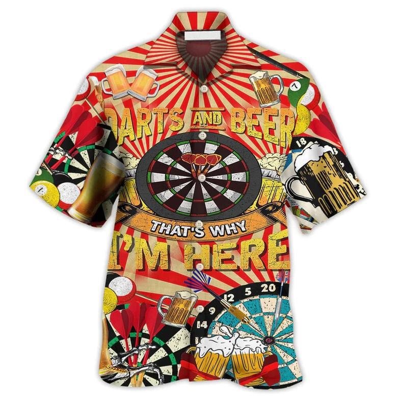 Darts And Beer That's Why I'm Here Hawaiian Shirt, Printed Dart Hawaii Shirt, Dart Gift