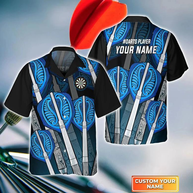 Darts Board In Flames Personalized Name Hawaiian Shirt For Darts Team Player, Dart Gift, Dart Lover Gift