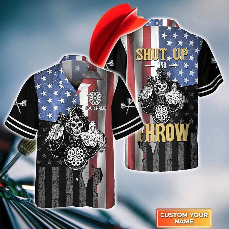 Darts Eagle American Personalized Name Hawaiian Shirt, Gift For Darts player, Uniform Dart Team Shirt