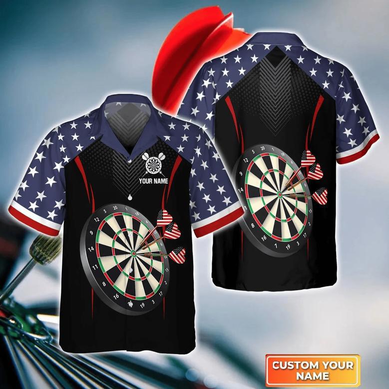 Darts Eagle American Personalized Name Hawaiian Shirt, Gift For Darts player, Uniform Dart Team Shirt