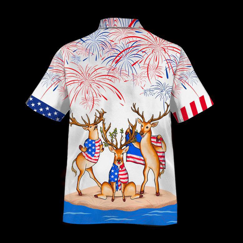 Deer Independence Day Is Coming Hawaiian Shirts For Adults, Deer Hawaii Aloha Beach Shirt For Happy Of July