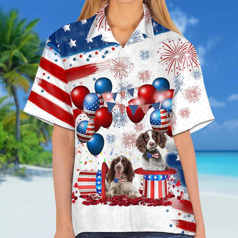 English Springer Spaniel Independence Day Hawaiian Shirt, Dog Hawaii Beach Shirt Short Sleeve For Of July