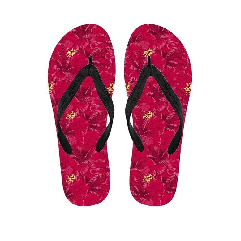 Exotic Hibiscus Flower Hawaiian Print Men's Flip Flops