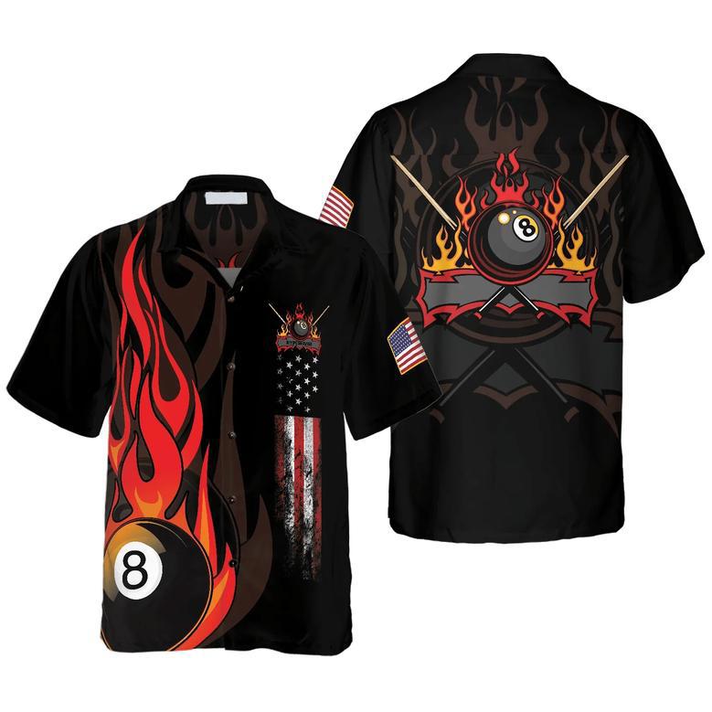 Flame 8 Ball Billiard Pool Hawaiian Shirt, Perfect Gift for Billiard Player, Billiard Hawaiian Shirt