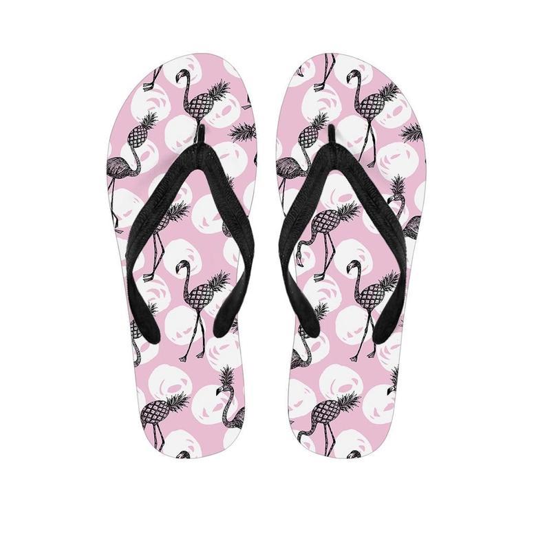 Flamingo Pineapple Print Men's Flip Flops