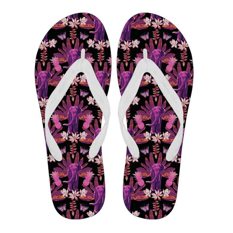 Floral Banana Leaves Elephant Print Men & Women Flip Flops