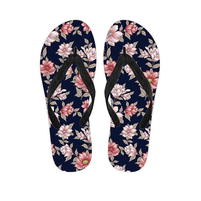 Floral Rose Print Men's Flip Flops