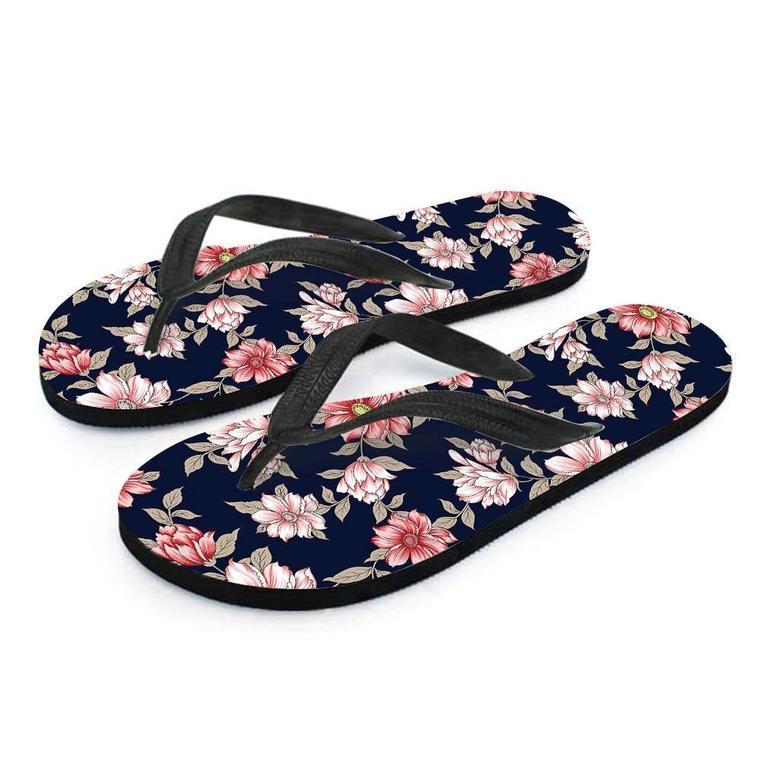 Floral Rose Print Men's Flip Flops