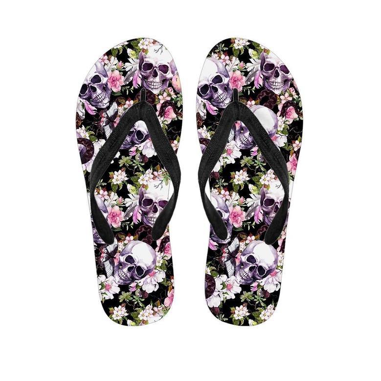 Flower Skull Men's Flip Flops