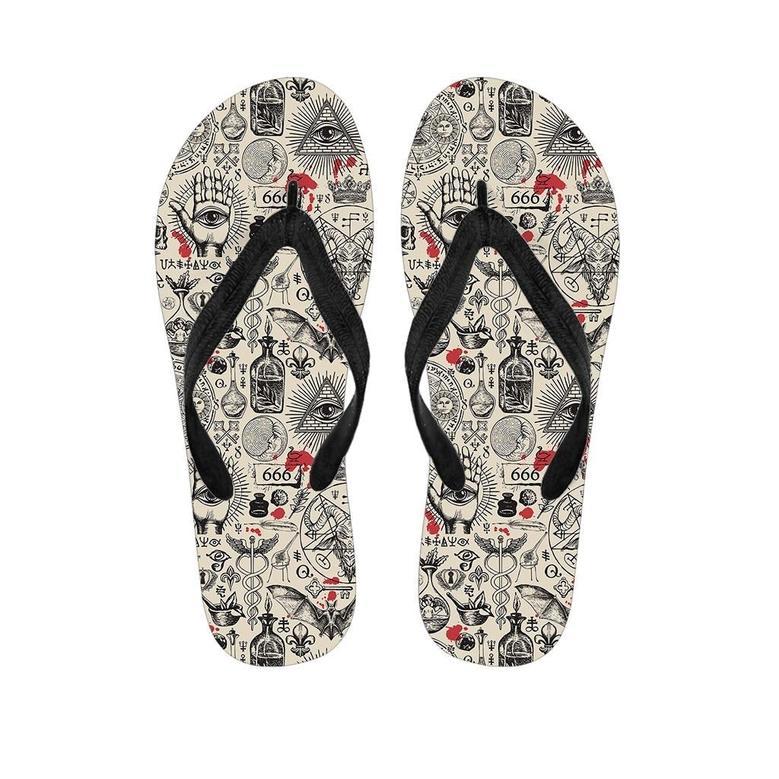 Freemason Satanic Gothic Witch Men's Flip Flops