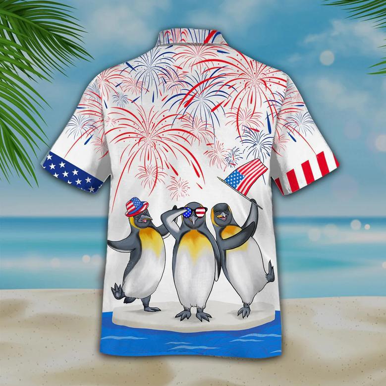 Funny Hawaiian Shirt Of July, Penguins Hawaiian Shirt Independence Day, Penguin Lover Gifts