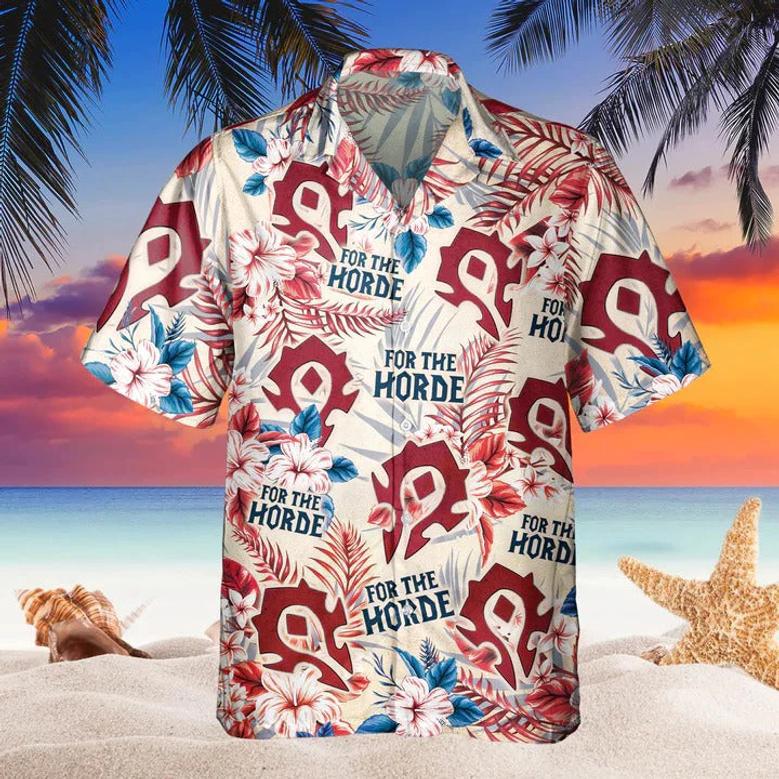 Funny World Of Warcraft Horde American Flag Hawaiian Shirts, Independence Day Hawaii Aloha Beach Shirt