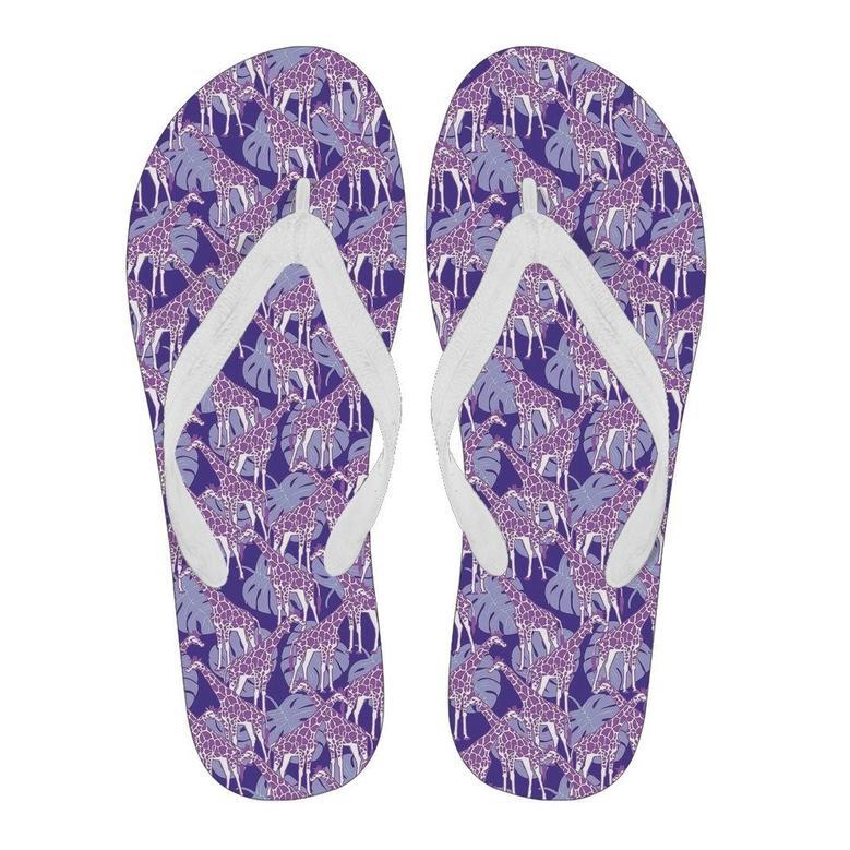 Giraffe Purple Pattern Print Men & Women Flip Flops