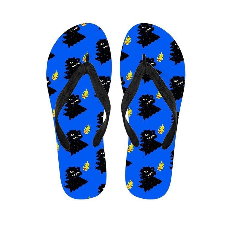 Godzilla Japanese Pattern Print Men's Flip Flops