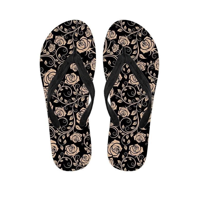 Gold Rose Floral Men's Flip Flops