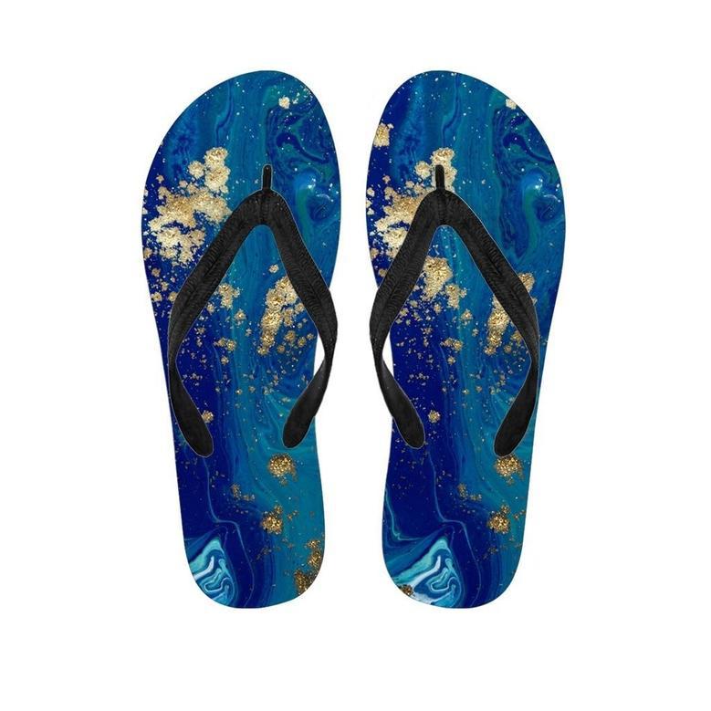 Gold Sapphire Marble Men's Flip Flops