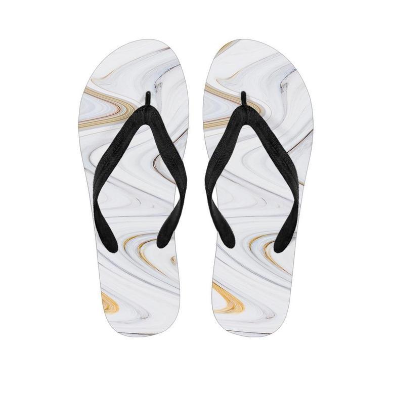 Gold White Marble Men's Flip Flops