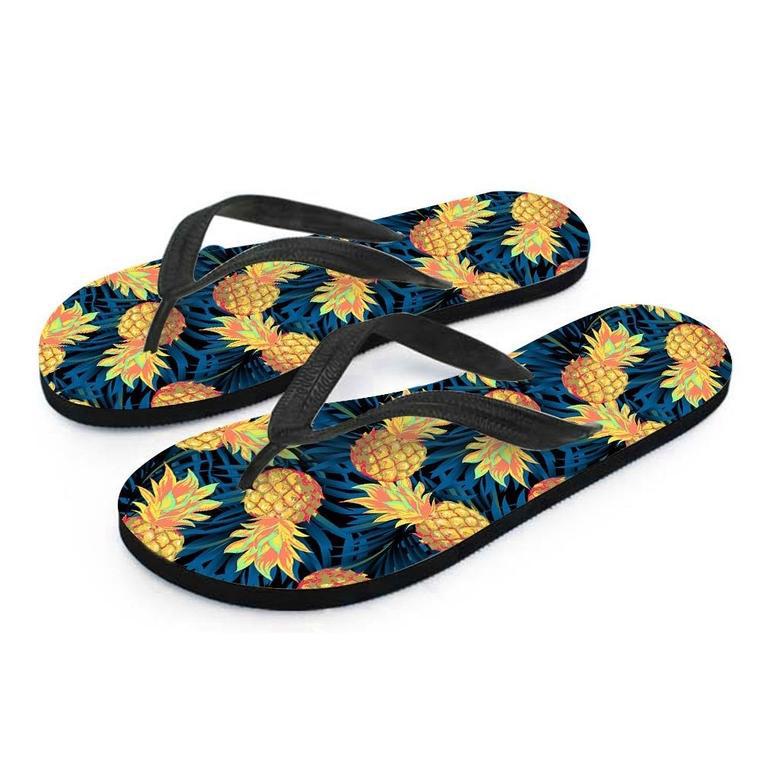 Golden Pineapple Edm Hawaiian Print Men's Flip Flops