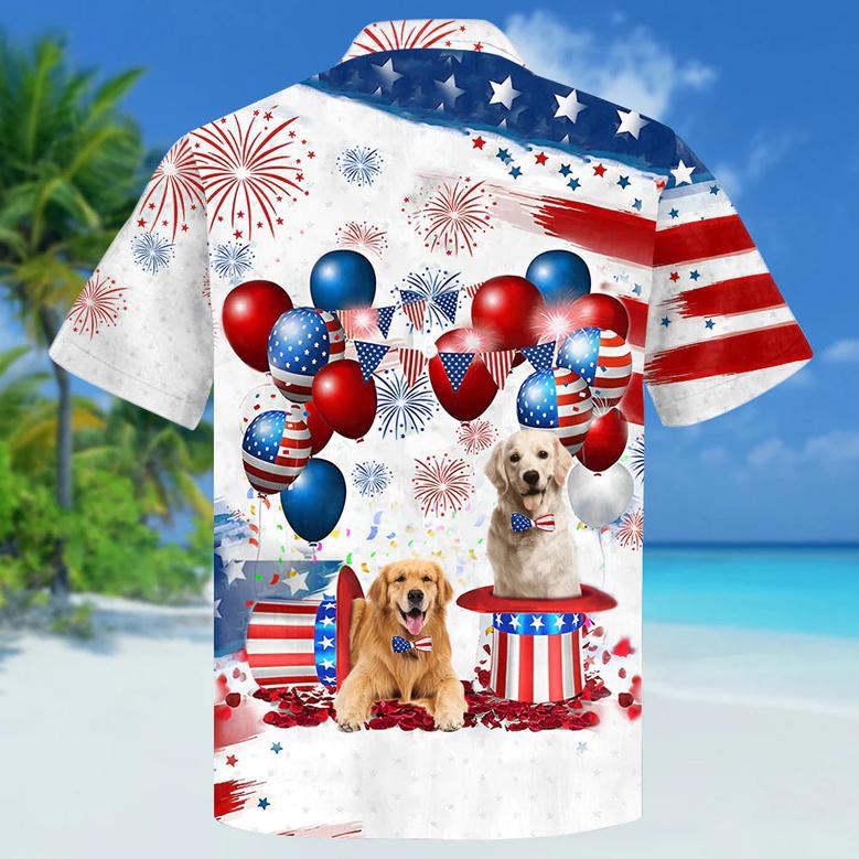 Golden Retriever Independence Day Hawaiian Shirt, Dog Hawaii Beach Shirt Short Sleeve For Of July