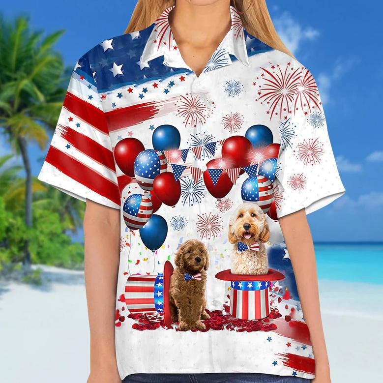 Goldendoodle Independence Day Hawaiian Shirt, Dog Hawaii Beach Shirt Short Sleeve For Of July