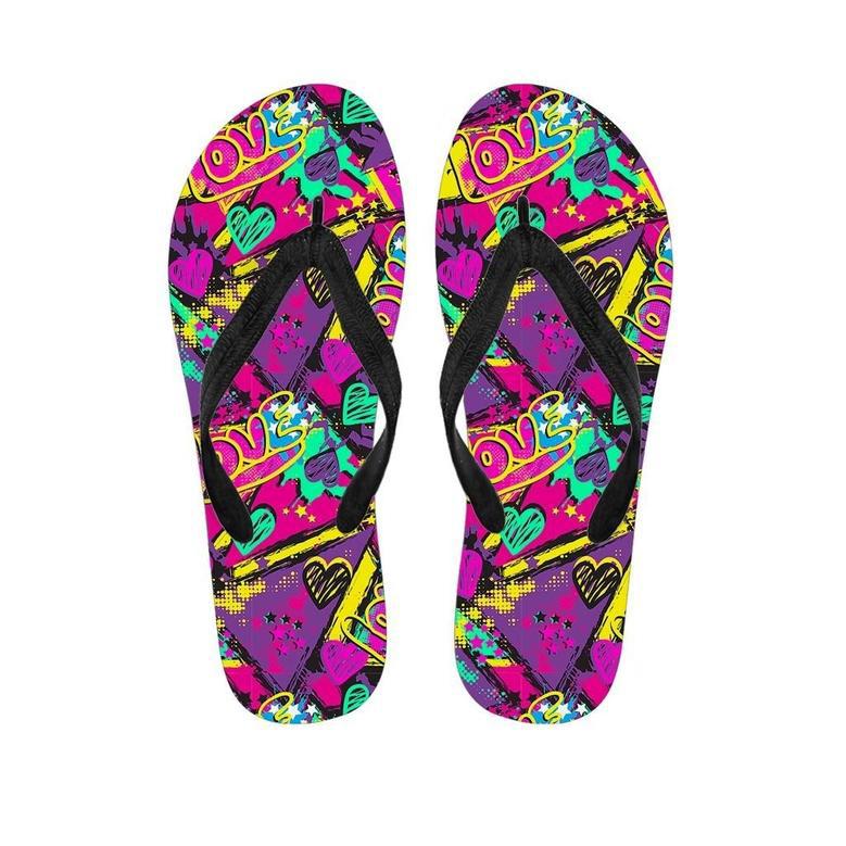 Graffiti Airbrush Love Print Men's Flip Flops