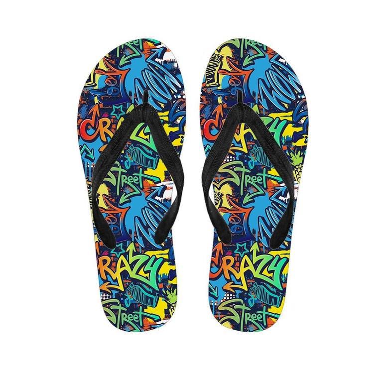 Graffiti Backdrop Print Men's Flip Flops