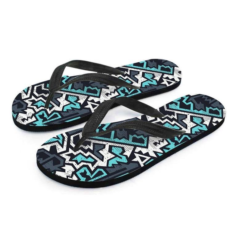 Graffiti Geometric Print Men's Flip Flops