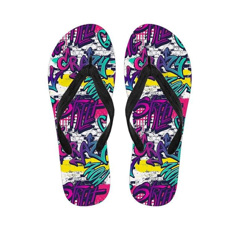 Graffiti Hiphop Print Men's Flip Flops