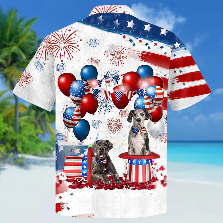 Great Dane Independence Day Hawaiian Shirt, Dog Hawaii Beach Shirt Short Sleeve For Of July